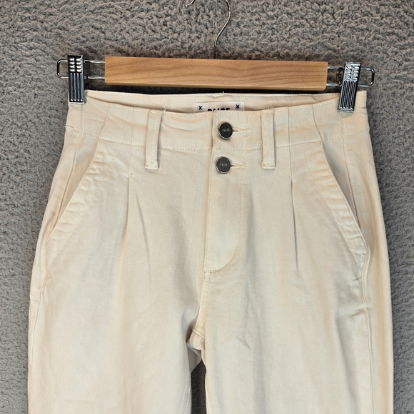 Paige Womens Mayslie Joggers Sz 23x25.5 Quartz Sand Beige Double Button Pleated - Picture 2 of 13